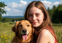 Happy customer with pet